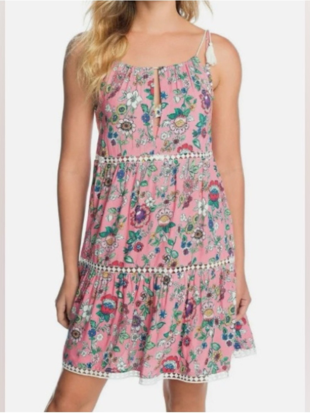 Vera‎ Bradley Pink Floral Tie-Shoulder Sundress Size S/M